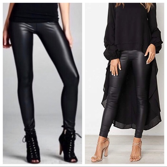 Black faux leather leggings - Picture 2 of 7